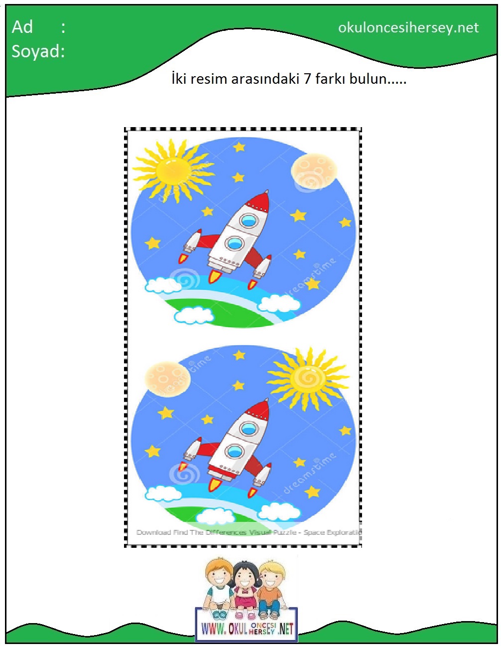 okul öncesi İki Resim Arasındaki Farkı Bul